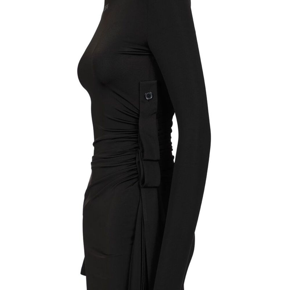 Off-White Women Sec Skin Draped Mini Dress Ls Black - Bl - Picture 4 of 7